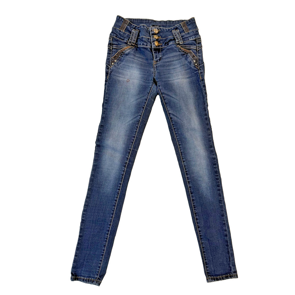 I&M Jeans Skinny‎ Jeans Womens Blue Studded Mid Rise Y2K